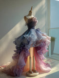 2026 A Line Homecoming Dress Ombre Strapless Short Back to School Prom Dress Birthday Outfits HZ0319