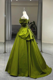 Green Satin Sweetheart Off Shoulder Prom Dress Long Evening Dress HZ0319