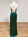 Sage Green Straps Sheath Long Formal Prom Dress Simple Occasion Dress, HZ0319
