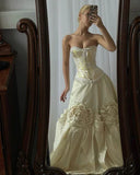 Ivory Sweetheart Neck A-Line Corset Long Party Dress Birthday Dress, HZ0319