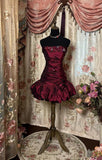 Burgundy Strapless Beading Satin Vintage Homecoming Dress Short Party Dress, HZ0319