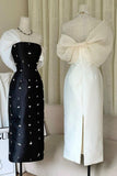 Modest White Off Shoulder Beading Sheath Long Party Dress Formal Evening Gown, HZ0319