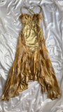 Vintage Golden Sweetheart Applique A-line Spaghetti Strap Evening Dress Prom Dresses, HZ0319