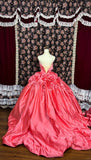 Sweet Strapless Handmade Flower Pleated Ball Gown Evening Dress Prom Dress Quinceanera Dress HZ0319