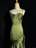 Pretty Prom Dress Spaghetti Straps Pleated Evening Dress Gala Dress Business Dinner Dress HZ0319