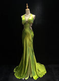 Charming Prom Dress V-neck Beading Split Gala Dress Business Dinner Dress Evening Dress Prom Gown HZ0319