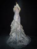 Beauty Prom Dress One Shoulder Tulle Ruffle Gala Dress Evening Dress Business Dinner Dress HZ0319