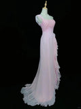 Sweet Prom Dress One Shoulder Ruffle Slit Prom Gown Gala Dress Evening Dresses HZ0319