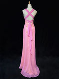 Sweet Prom Dress V-neck Pleated Ruffle Evening Dress Gala Dress HZ0319