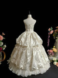 Vintage Strapless Pleated Lace Wedding Dress HZ0319
