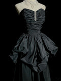 Beauty Prom Dress Black Sweetheart Pleated Long Prom Dress Evening Dress HZ0319