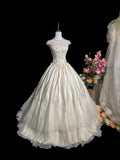 Vintage Wedding Dress V-neck Pleated Wedding Dress HZ0319
