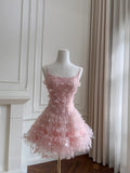 Popular Homecoming Dress Spaghetti Straps Tulle Short Prom Dress Birthday Party Outfits Cocktail Dress HZ0319
