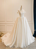 Stunning Wedding Dress Off Shoulder Pleated Tulle Wedding Dress HZ0319