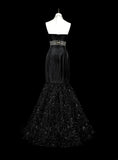 Beauty Prom Dress Black Strapless Pleated Mermaid Evening Dress Gala Dress HZ0319