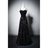 Spaghetti Strap Sequins Prom Dress Shiny Formal Evening Party Dress HZ0319