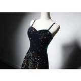 Spaghetti Strap Sequins Prom Dress Shiny Formal Evening Party Dress HZ0319