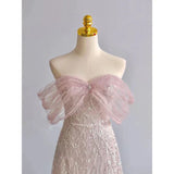 Off Shoulder Cute Pink Prom Dress Sequins Princess Formal Party Dress HZ0319