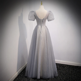 Gray A-Line Sequins Long Prom Dress Formal Evening Dress HZ0319