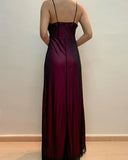 V Neck A Line Vintage Long Prom Dress Ruffle Evening Party Dress HZ0319