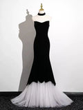 Black and White Mermaid Long Formal Dress, Black and White Prom Dress HZ0319