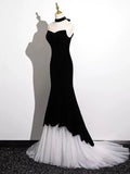 Black and White Mermaid Long Formal Dress, Black and White Prom Dress HZ0319