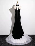 Black and White Mermaid Long Formal Dress, Black and White Prom Dress HZ0319