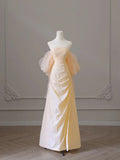 A-line Champagne Scoop Lace-up Party Dress, Champagne Long Prom Dress HZ0319