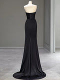 Sweetheart Black Mermaid Evening Dress Strapless Long Prom Dress HZ0319