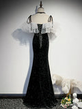 Black Mermaid Long Prom Dress Sweet Formal Party Dress HZ0319