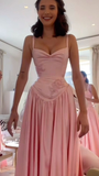 Sweet Pink Straps A-Line Satin Party Dress Beautiful Bridesmaid Dress HZ0319