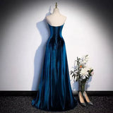 Elegant Strapless A Line Velvet Long Prom Dress Formal Party Dress HZ0319