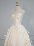 White Strapless A Line Cute Sweet Birthday Party Dress HZ0319