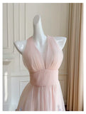 Pink Halter A-Line Appliques Lovely Party Dress Birthday Outfits HZ0319