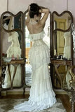 Elegant Ivory Strapless Tiered Mermaid Long Party Dress Birthday Gown HZ0319