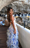 Blue Charming A-Line Spaghetti Strap Prom Dresses Party Dresses HZ0319