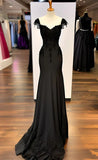 Elegant Black Beading Mermaid Long Formal Evening Party Dress HZ0319