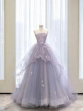 Sweetheart Lavender Tulle Ball Gown Sweet 16 Quinceanera Dress HZ0319