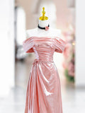 Pink Off the Shoulder Mermaid Party Dress Beautiful Long Evening Party Dress, HZ0319