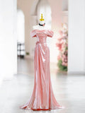 Pink Off the Shoulder Mermaid Party Dress Beautiful Long Evening Party Dress, HZ0319