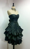 Black Vintage Short Party Dress Strapless Ruffles Homecoming Dress, HZ0319