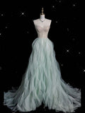 Light Blue Sweetheart A-Line Long Formal Party Dress, HZ0319
