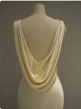 Pastel Yellow Satin Backless Mermaid Long Prom Dress, HZ0319