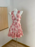 Cute Pink Floral Backless Design A-line Party Dress Homecoming Dress HZ0319