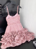 Cute Pink Spaghetti Strap Ruffle Design A-Line Homecoming Dress Party Dress Prom Dresses HZ0319