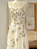 Vintage Beige Spaghetti Strap Floral Applique Design Elegant A-Line Evening Dress Prom Dress HZ0319