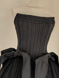 Retro Black A-line Strapless Lace-up Homecoming Dresses Short Satin 16th Birthday Dress HZ0319