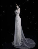 Elegant Sparkling Sequin Mermaid Design Off-the-shoulder Princess Wedding Dress, HZ0319