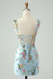 New Fashion Floral Embroidery Design A-line Strap Short Homecoming Dress, HZ0319
