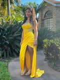 Fuchsia Sweetheart Sheath Satin Long Party Dress Bridesmaid Dress, HZ0319